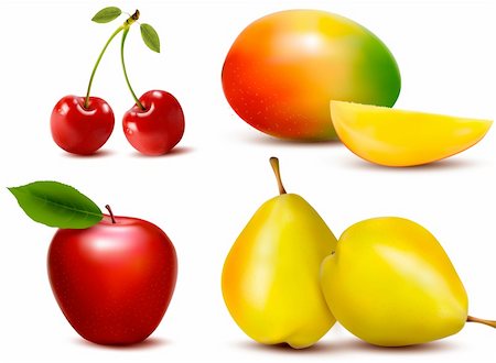 Group of fresh colorful fruit. Vector. Stock Photo - Budget Royalty-Free & Subscription, Code: 400-06522616