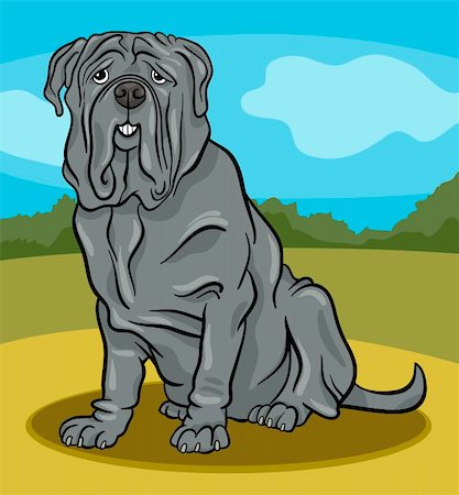 simsearch:400-04214443,k - Cartoon Illustration of Cute Neapolitan Mastiff Purebred Dog against Rural Scene Stock Photo - Budget Royalty-Free & Subscription, Code: 400-06523036