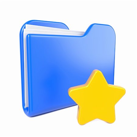 favorite - Blue Folder with Toon Yellow Star. Isolated on White. Foto de stock - Super Valor sin royalties y Suscripción, Código: 400-06523167