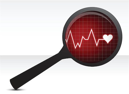 Heart checkup, magnifying glass illustration design over white Stock Photo - Budget Royalty-Free & Subscription, Code: 400-06523276
