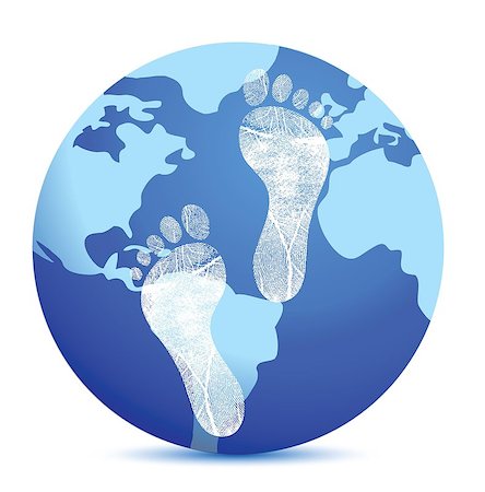 earth friendly - earth with footprints illustration design over white Stock Photo - Budget Royalty-Free & Subscription, Code: 400-06523651