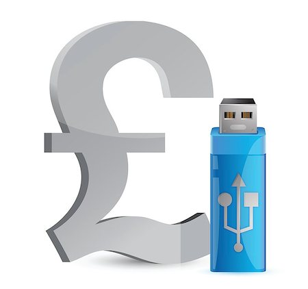 currency sign USB memory stick illustration graphic design Foto de stock - Super Valor sin royalties y Suscripción, Código: 400-06523807