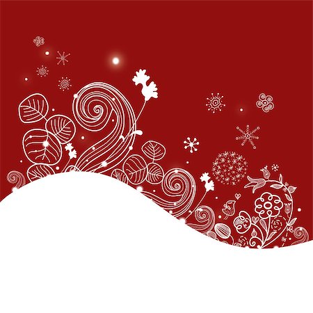 simsearch:400-08627385,k - Graphic floral winter background with white and burgundy background Stock Photo - Budget Royalty-Free & Subscription, Code: 400-06530852