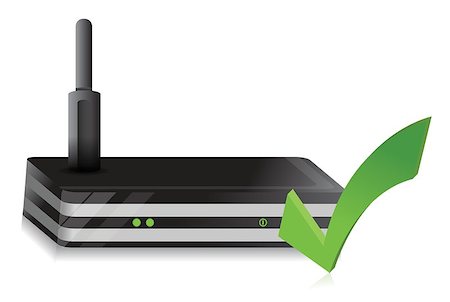 Wireless Router check mark illustration design over a white background Foto de stock - Super Valor sin royalties y Suscripción, Código: 400-06531333