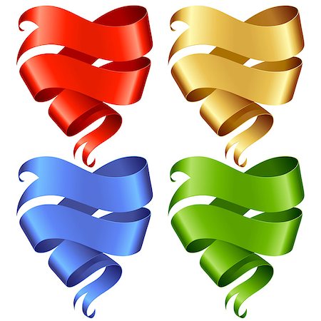 Set of vector Ribbon banner in the shape of heart isolated on white background Stock Photo - Budget Royalty-Free & Subscription, Code: 400-06555057