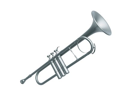 simsearch:400-04863651,k - silver trumpet isolated on white background Stock Photo - Budget Royalty-Free & Subscription, Code: 400-06555098