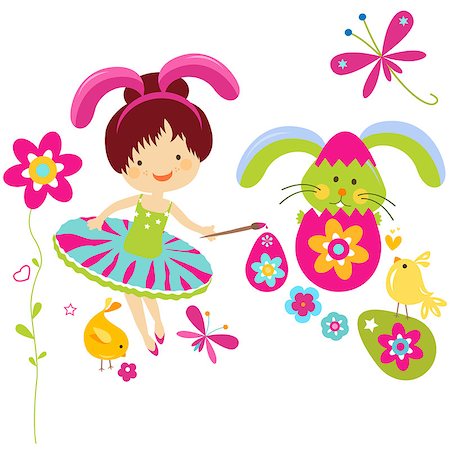 pencil painting pictures images kids - little girl in bunny costume painting a easter egg Stock Photo - Budget Royalty-Free & Subscription, Code: 400-06555198