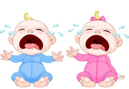 Cute crying baby twins Stock Photo - Budget Royalty-Free & Subscription, Code: 400-06556842
