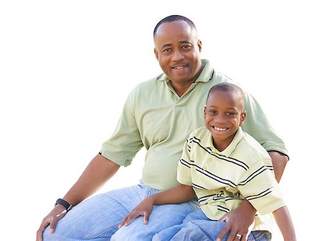 Happy African American Man and Child Isolated on a White Background. Stock Photo - Budget Royalty-Free & Subscription, Code: 400-06557664