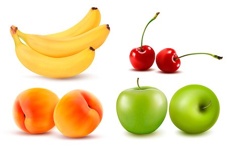 Group of fresh colorful fruit. Vector illustration. Foto de stock - Super Valor sin royalties y Suscripción, Código: 400-06557715
