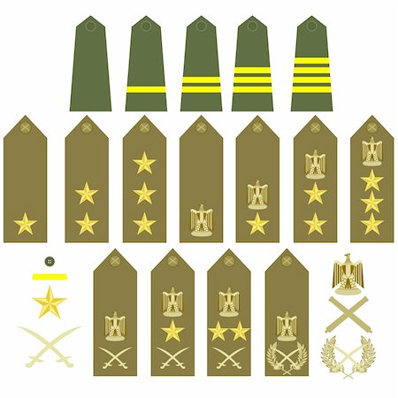 egypt accessory - Epaulets, military ranks and insignia. Illustration on white background. Foto de stock - Super Valor sin royalties y Suscripción, Código: 400-06553760