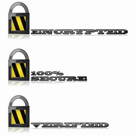 Glossy illustration showing a lock with messages about safety and security of encryption Stock Photo - Budget Royalty-Free & Subscription, Code: 400-06553986