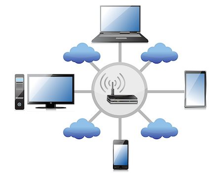 wifi network concept illustration design over a white background Foto de stock - Super Valor sin royalties y Suscripción, Código: 400-06565624
