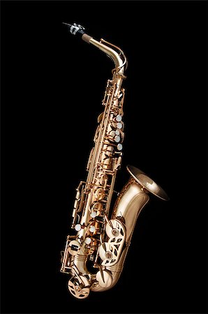 simsearch:400-04863651,k - Alto Saxophone woodwind instrument isolated over black background Stock Photo - Budget Royalty-Free & Subscription, Code: 400-06566851
