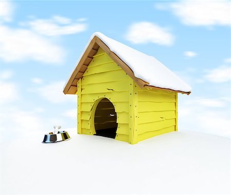 dog and kennel - dog hat snow on a white background Stock Photo - Budget Royalty-Free & Subscription, Code: 400-06567630