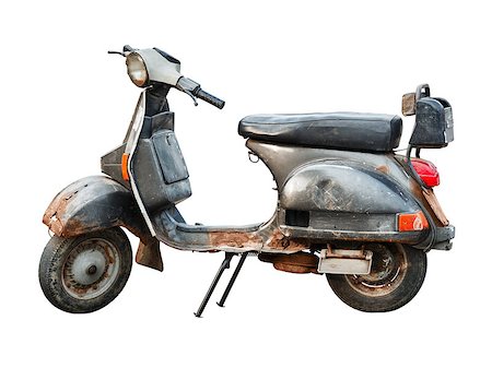 Old rusty scooter isolated on white background Stock Photo - Budget Royalty-Free & Subscription, Code: 400-06568274