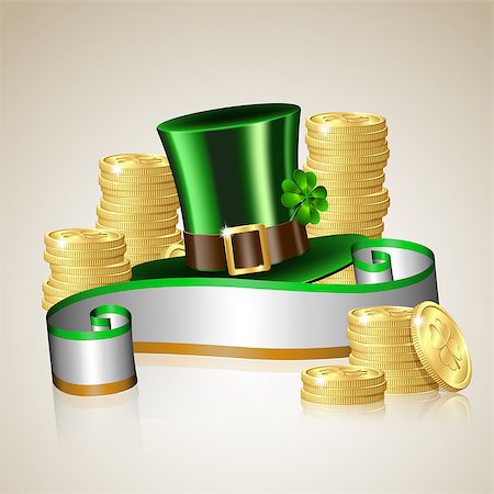 simsearch:400-06519689,k - Patrick day card with gold coins and leprechaun hat Foto de stock - Super Valor sin royalties y Suscripción, Código: 400-06568923