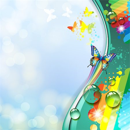 simsearch:400-06355883,k - Colorful background with butterfly Stock Photo - Budget Royalty-Free & Subscription, Code: 400-06569692