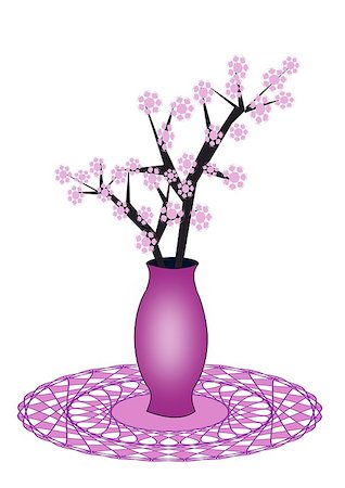 round flower designs - Purple vase with fantasy flowers      over a round tablecloth. Stock Photo - Budget Royalty-Free & Subscription, Code: 400-06569884