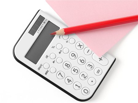 pocket calculator with pencil and blank sticker Stock Photo - Budget Royalty-Free & Subscription, Code: 400-06561530