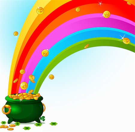 rainbow field - Pot  full of golden coins and the rainbow Stock Photo - Budget Royalty-Free & Subscription, Code: 400-06570332