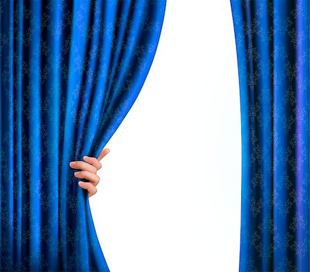 Background with blue velvet curtain and hand. Background with blue velvet curtain and hand. Vector Stock Photo - Budget Royalty-Free & Subscription, Code: 400-06570390