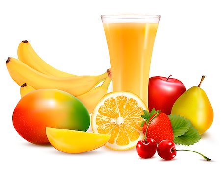 Fresh fruit and juice. Vector Foto de stock - Super Valor sin royalties y Suscripción, Código: 400-06570402