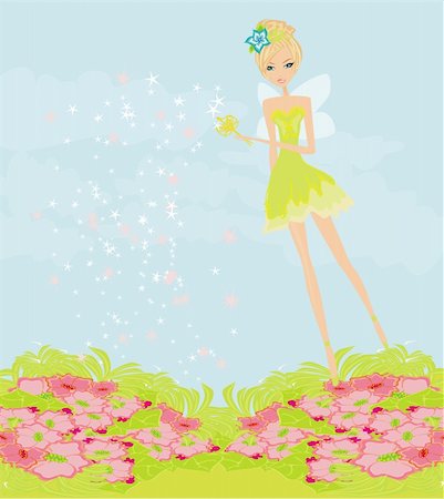 beautiful fairy with magic wand vector graphic Stock Photo - Budget Royalty-Free & Subscription, Code: 400-06627421