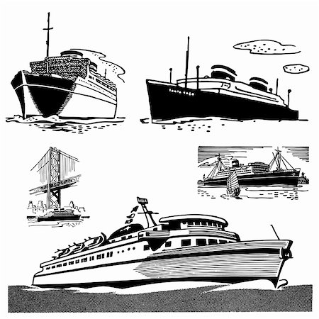Vector Retro Cruise and Yacht Graphics. Great for any vintage or retro design. Stock Photo - Budget Royalty-Free & Subscription, Code: 400-06627477