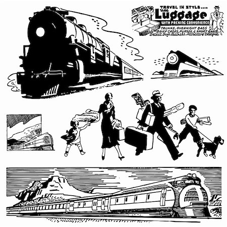 Vector Retro Train Graphics. Great for any vintage or retro design. Photographie de stock - Aubaine LD & Abonnement, Code: 400-06627493