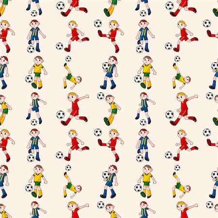 seamless soccer player pattern,cartoon vector illustration Stock Photo - Budget Royalty-Free & Subscription, Code: 400-06627523