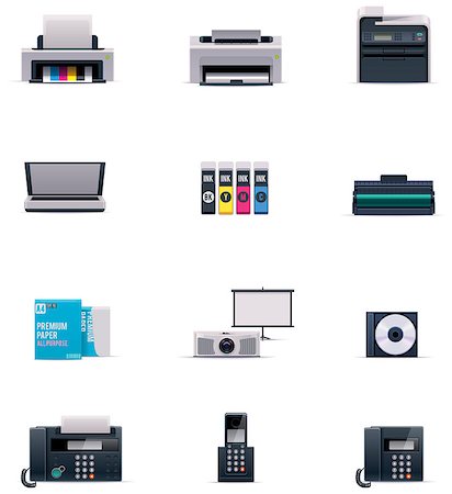 Set of the office electronics related icons Stock Photo - Budget Royalty-Free & Subscription, Code: 400-06627971