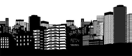 stylized house - City skyline on white background, vector illustration Stock Photo - Budget Royalty-Free & Subscription, Code: 400-06628010