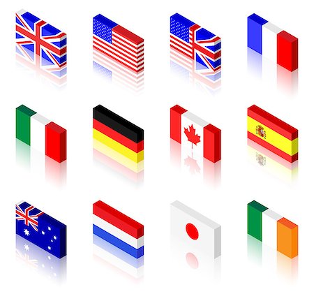 eyematrix (artist) - 3D flag illustrations. UK, America, France, Italy, Germany, Canada, Spain, Australia, The Netherlands, Japan and Ireland Stock Photo - Budget Royalty-Free & Subscription, Code: 400-06628058