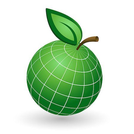 environmental business illustration - Ecology Concept with Earth Globe like Green Apple. Photographie de stock - Aubaine LD & Abonnement, Code: 400-06628163