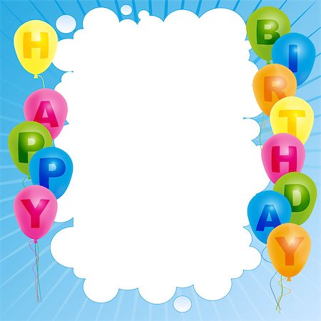 Happy Birthday Card- Color Balloons With With Happy Birthday Sign Stock Photo - Budget Royalty-Free & Subscription, Code: 400-06628335