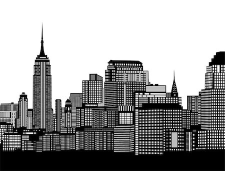 City skyline on white background, vector illustration Stock Photo - Budget Royalty-Free & Subscription, Code: 400-06628841