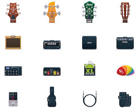 Set of the guitar equipment and accessories related icons Foto de stock - Super Valor sin royalties y Suscripción, Código: 400-06629007