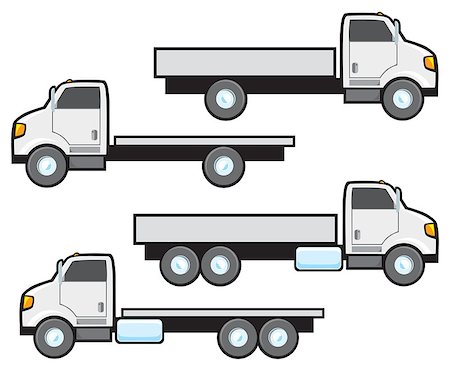 flatbed - Typical styles of American flat bed commercial trucks. Trucks are plain white and blank but can be changed to any color using vector editing software. Stock Photo - Budget Royalty-Free & Subscription, Code: 400-06629354