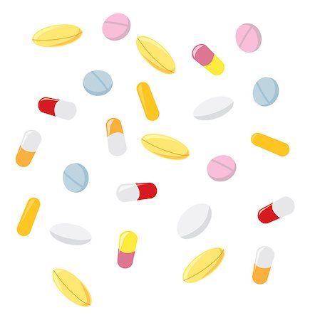 pills vector - Different types and colors of pharmaceuticals falling. Stock Photo - Budget Royalty-Free & Subscription, Code: 400-06629356