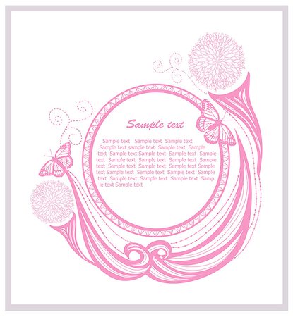 Invitation template with floral elements. Abstract border or frame. Stock Photo - Budget Royalty-Free & Subscription, Code: 400-06629548