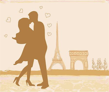 Romantic couple in Paris kissing near the Eiffel Tower Stock Photo - Budget Royalty-Free & Subscription, Code: 400-06629881