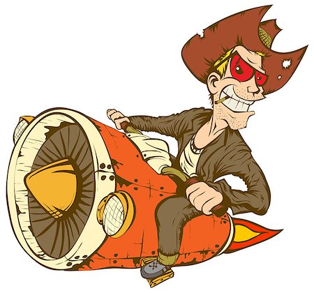 Biker-cowboy on a motorcycle turbo rocket. Foto de stock - Super Valor sin royalties y Suscripción, Código: 400-06639159