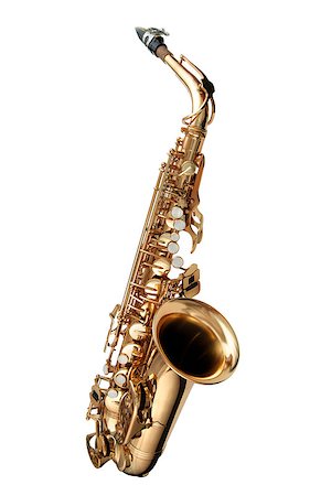 simsearch:400-04863651,k - Alto Saxophone woodwind instrument isolated over white Stock Photo - Budget Royalty-Free & Subscription, Code: 400-06639283