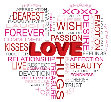 simsearch:400-06418836,k - Valentines Day Love Word Cloud in Heart Shape Outline Isolated on White Background Illustration Stock Photo - Budget Royalty-Free & Subscription, Code: 400-06630842