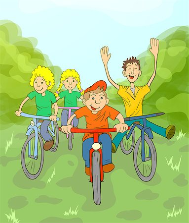 Children riding on bikes in the park. Children play in the fresh air. Stock Photo - Budget Royalty-Free & Subscription, Code: 400-06631126
