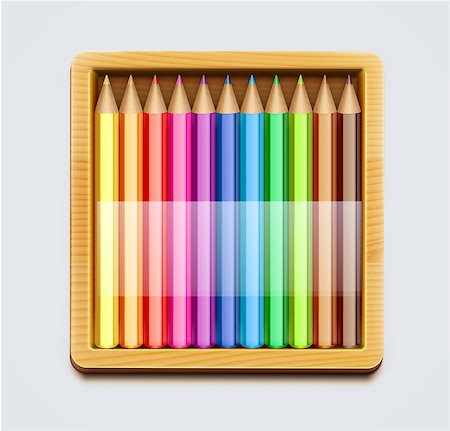 pencil crayon - Vector illustration of wooden box of color pencils Foto de stock - Super Valor sin royalties y Suscripción, Código: 400-06631440