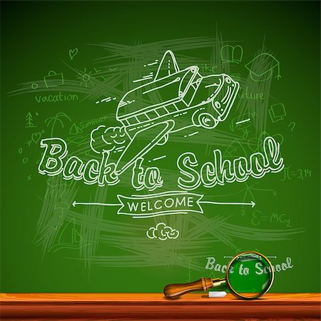 Back to school, chalkwriting on blackboard, vector Eps10 image. Foto de stock - Super Valor sin royalties y Suscripción, Código: 400-06633636