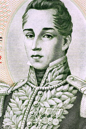 Jose Maria Gordova (1799-1829) on 5 Pesos Oro 1980 Banknote from Colombia. General of the Colombian army during the Latin American War of independence from Spain. Stock Photo - Budget Royalty-Free & Subscription, Code: 400-06645342