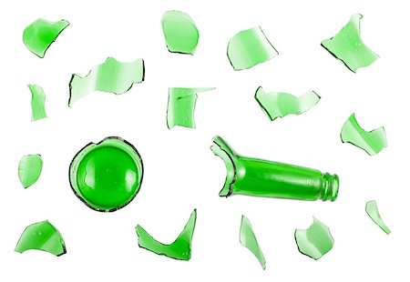 Top view of broken green bottle isolated on white background Stock Photo - Budget Royalty-Free & Subscription, Code: 400-06640935